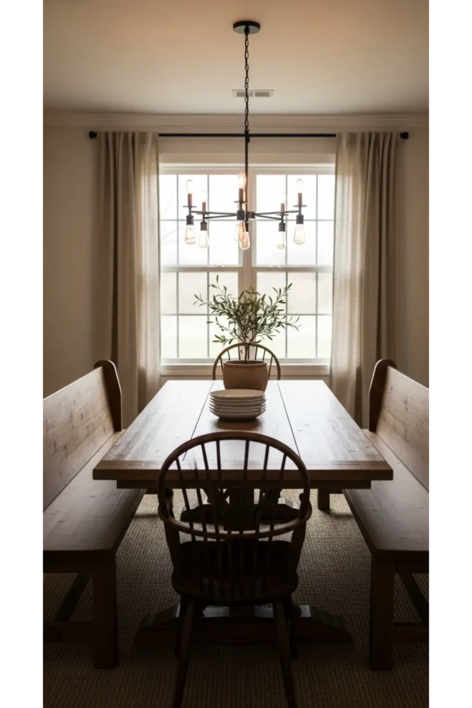 23 Farmhouse Dining Room Ideas for Rustic Charm 10 Farmhouse Dining Rooms With Bench Seating Warmth