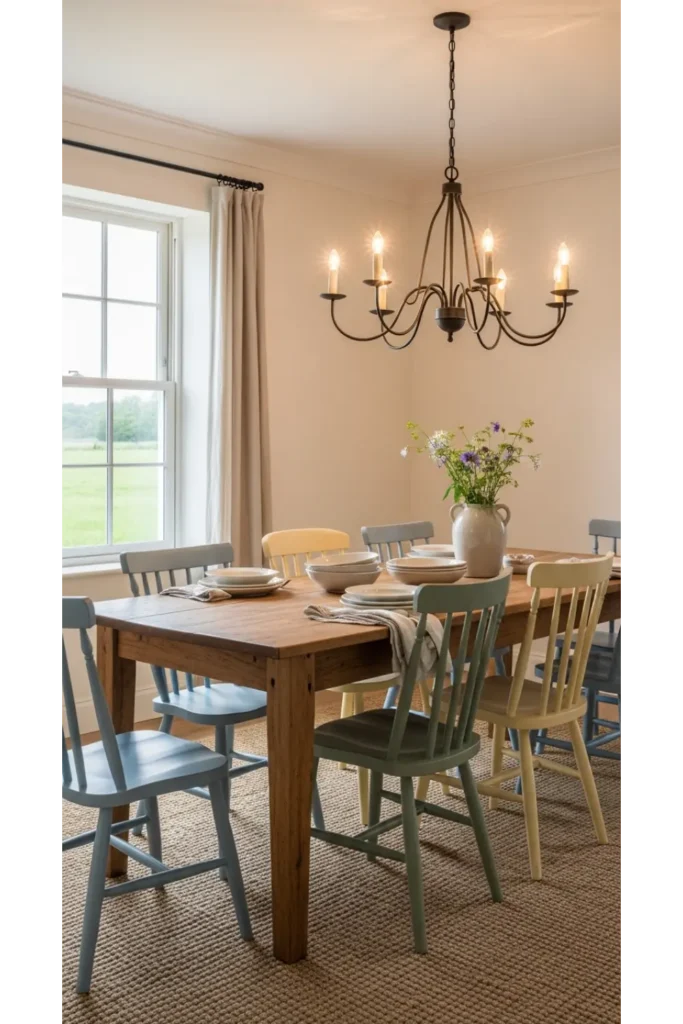 23 Farmhouse Dining Room Ideas for Rustic Charm 22 Farmhouse Dining Rooms With Painted Furniture