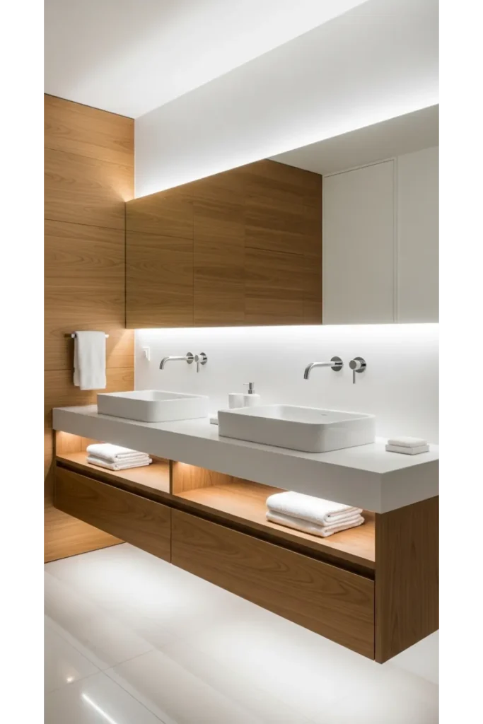 Floating Double Vanity With Hidden Storage