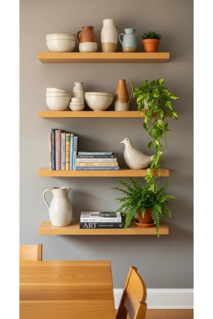 Floating Shelves With Styled Decor