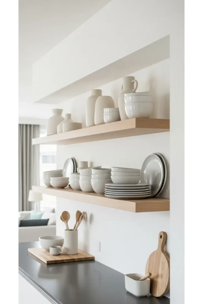 22 Modern Kitchen Design Ideas For Sleek Homes 7 Floating Storage Displays With Visual Balance