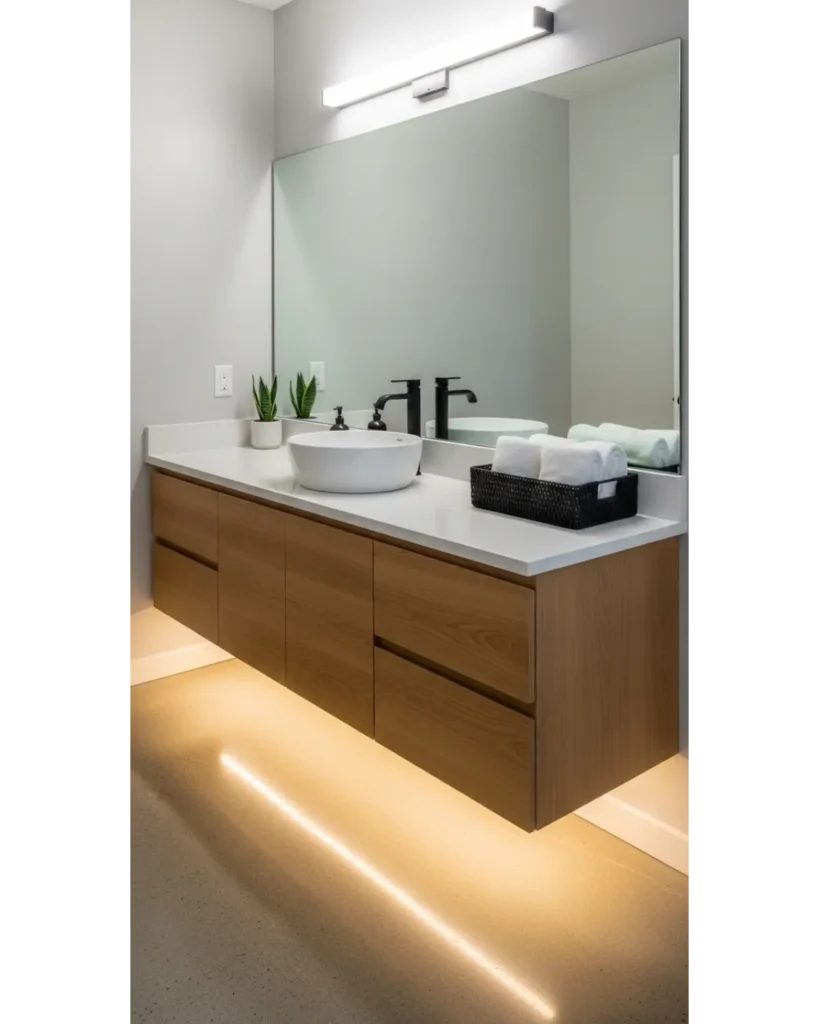 22+ Bathroom Aesthetic Ideas for Relaxing Space 21 Floating Vanity Elegance