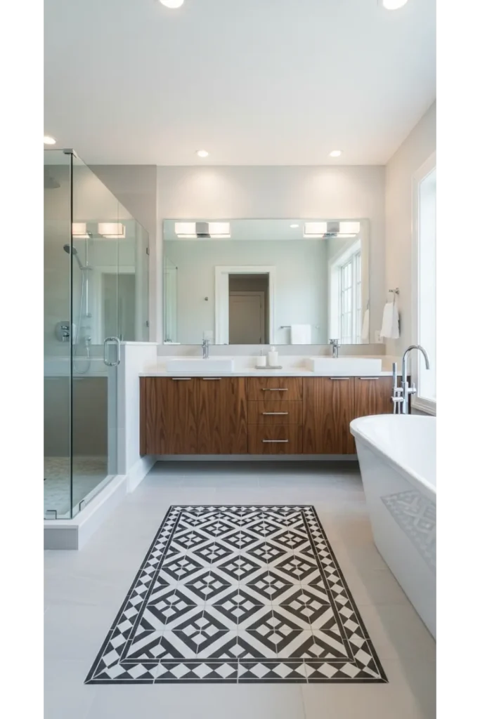 Floor Pattern Inlay in Front of Vanity