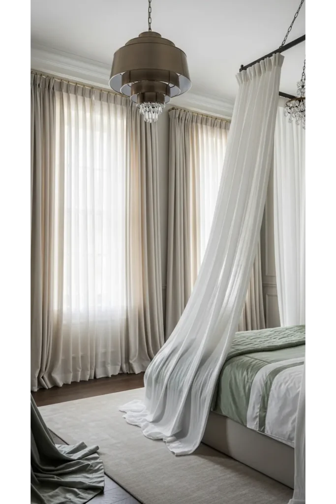 18+ Classy Bedroom Designs for a Timeless Look 10 Floor to Ceiling Drapery for Height and Drama