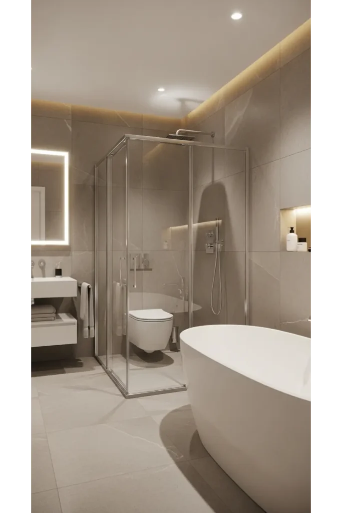 Floor to Ceiling Tile Drama Around the Shower