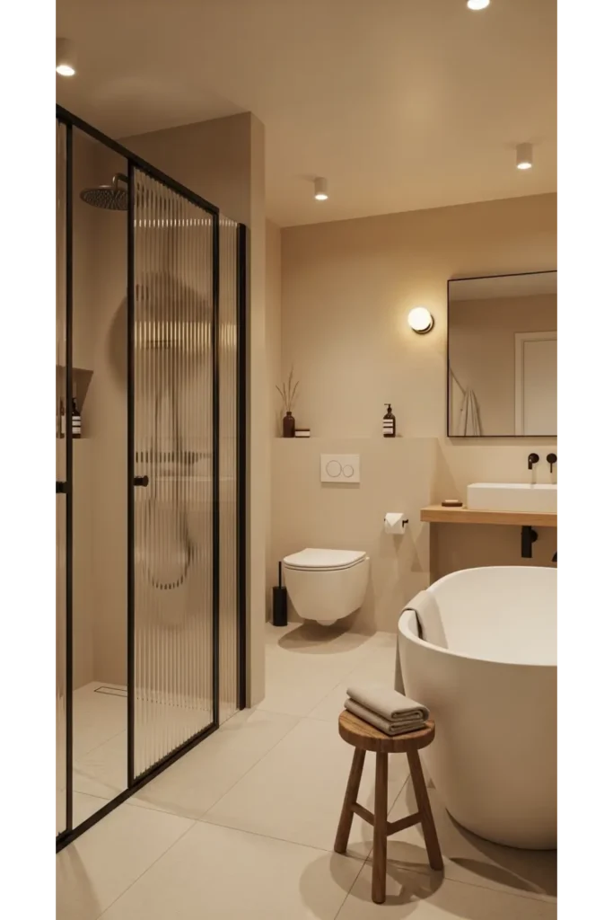 Fluted Glass Shower Panels for Soft Privacy