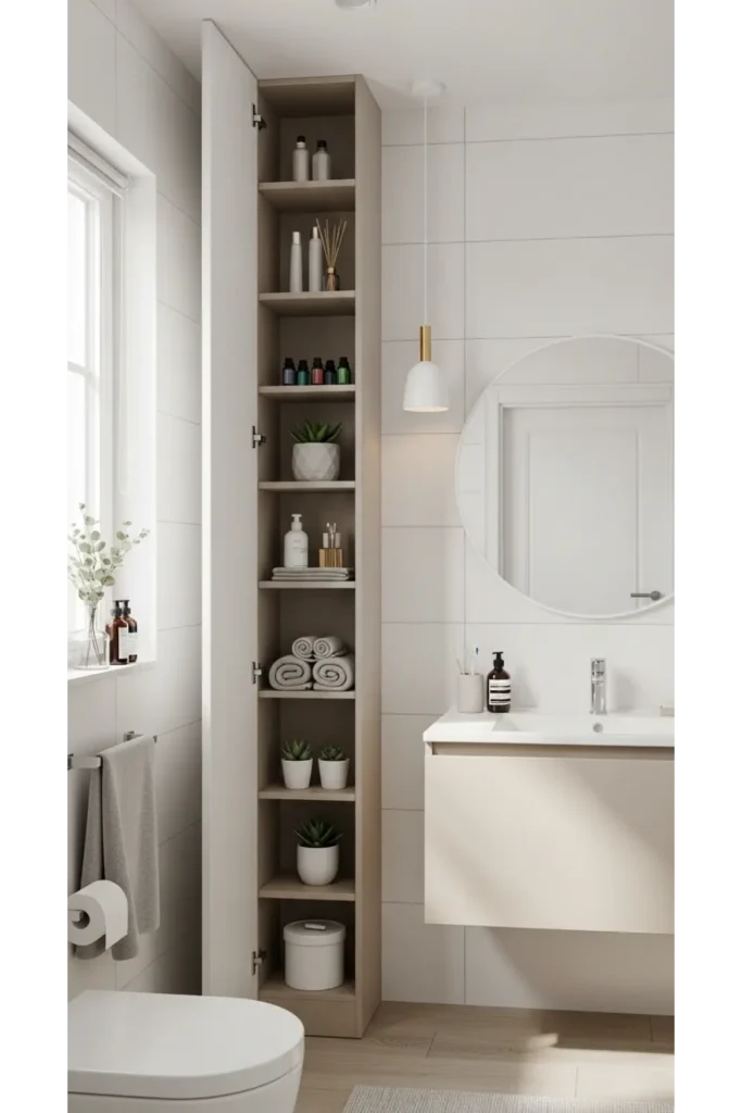 22 Tiny Bathroom Ideas Save Space With Style 3 Full Height Vertical Storage Cabinet