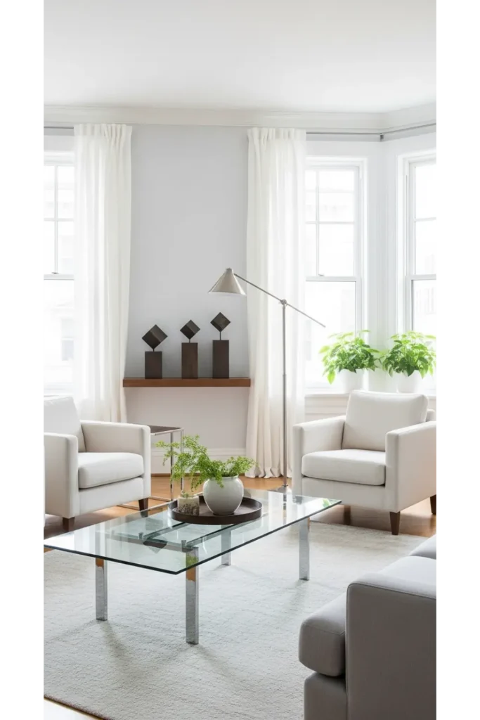 23+ Modern Living Room Decor Ideas for Sleek Homes 17 Glass And Metal Mix