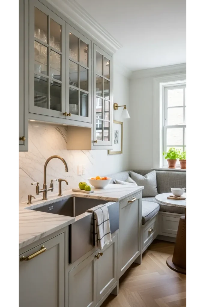 Glass Cabinet Doors for Visual Depth