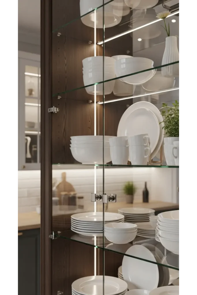 Glass Front Cabinets for Visual Lightness