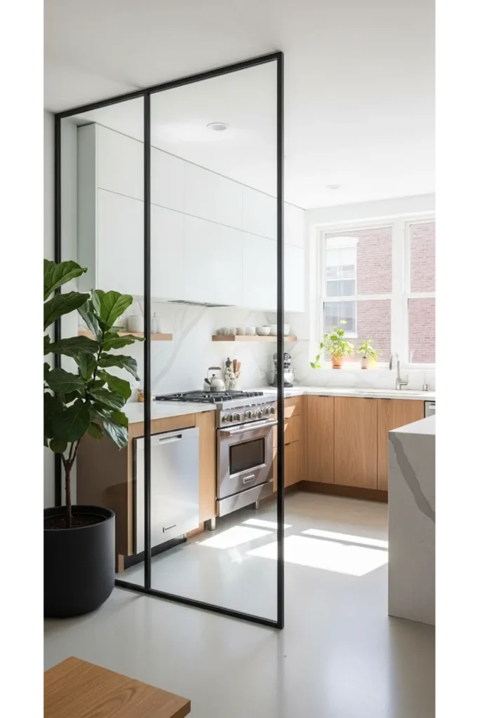 24 Open Kitchen Design Concepts For Spacious Living 13 Glass Partitions For Flexible Separation