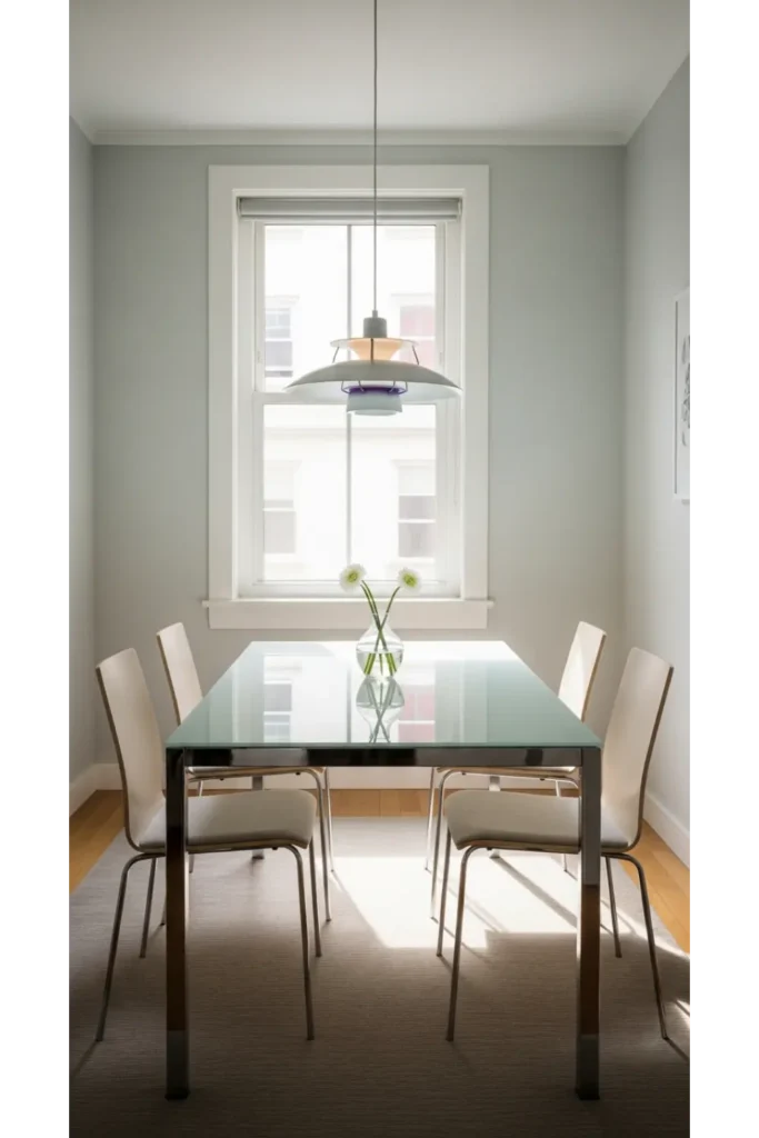 24+ Small Dining Room Ideas That Maximize Space 6 Glass Top Tables for Visual Lightness