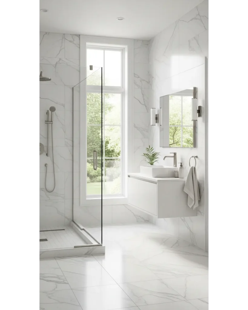 22+ Bathroom Aesthetic Ideas for Relaxing Space 13 Glass and Light Open Concept