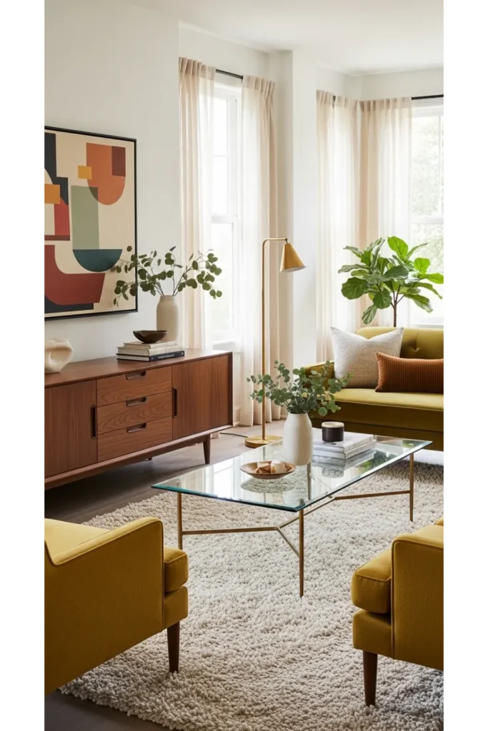 Glass and Metal Accents for Contrast