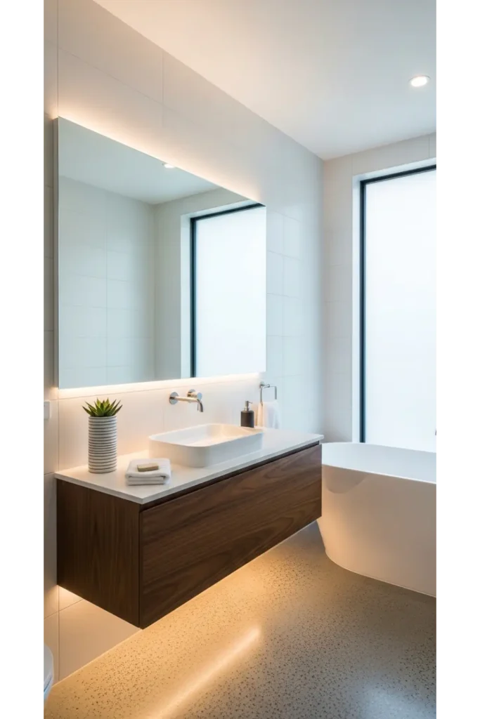 22 Tiny Bathroom Ideas Save Space With Style 6 Large Mirror Wall Panel