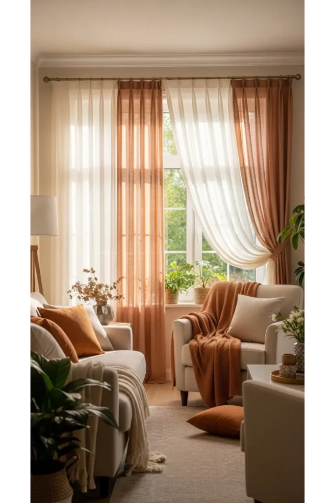 23+ Living Room Inspiration Ideas for Cozy Homes 17 Layered Curtains and Drapes