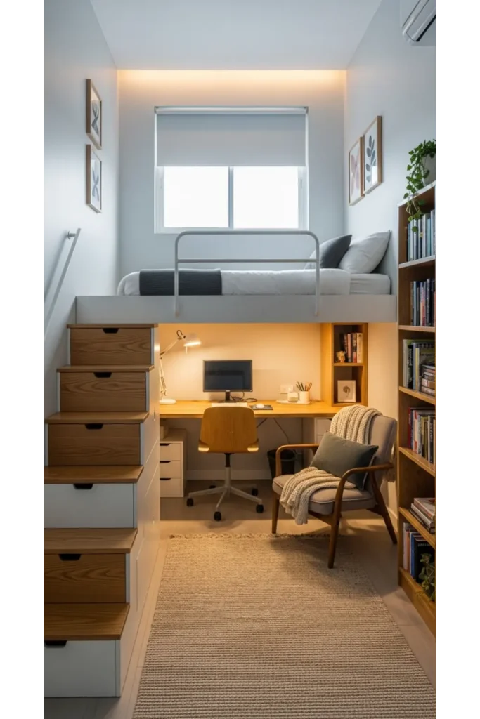 24 Tiny Loft Concepts for Small Budgets 4 Loft Bed With Workspace Underneath