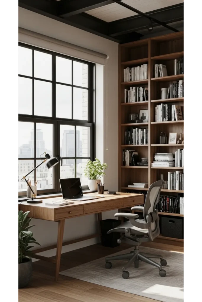 Loft Style Home Office Setup