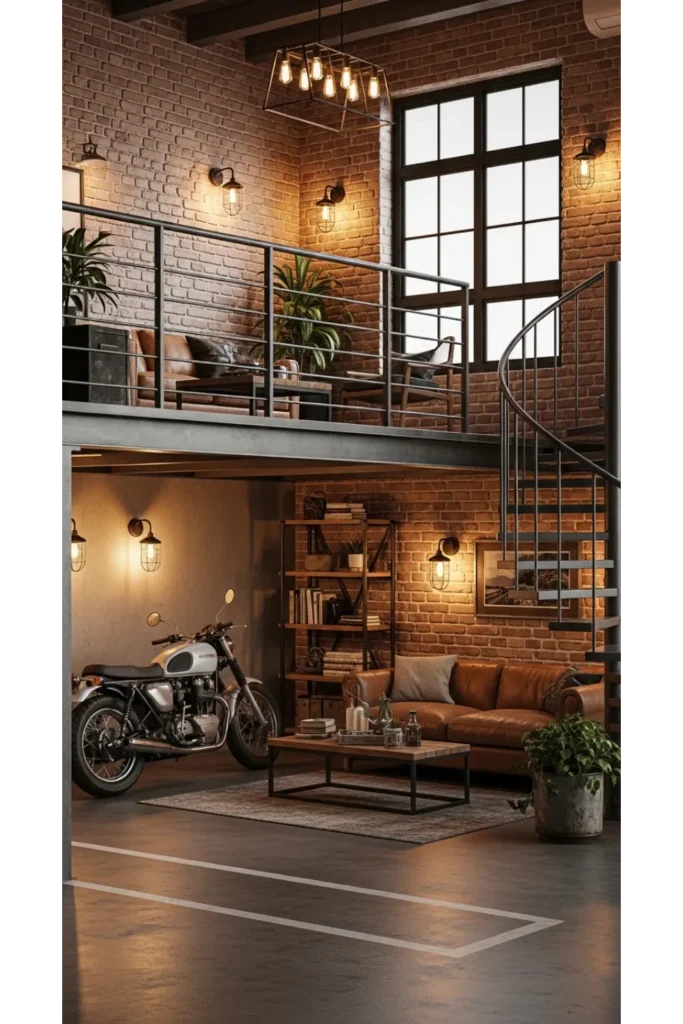 Modern Garage Loft Ideas for Smart Living 23 20 Loft with Exposed Brick Feature