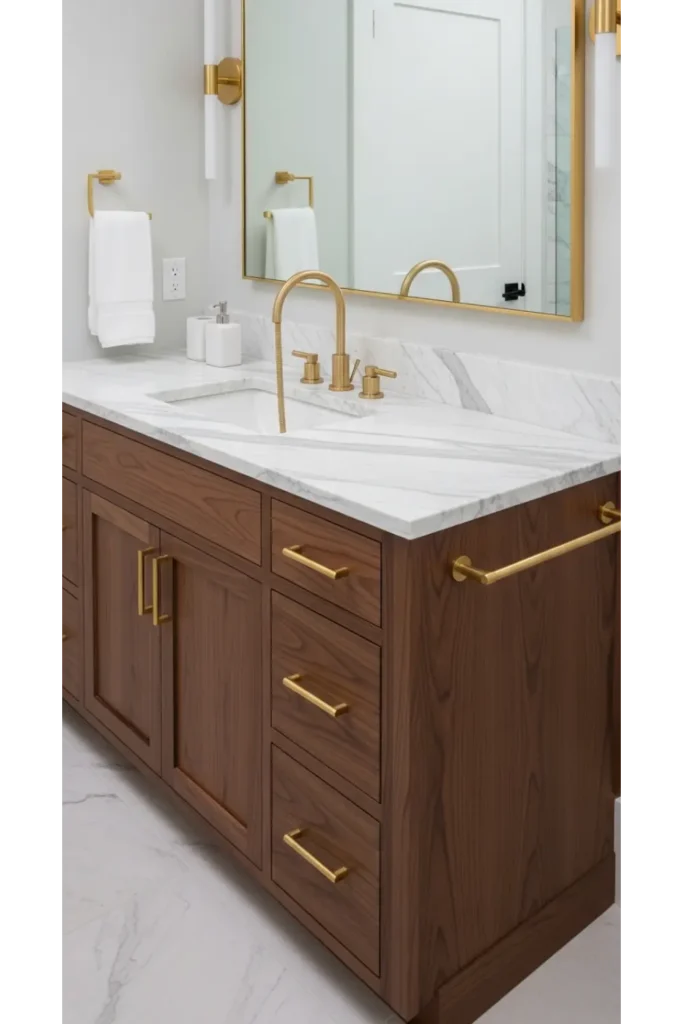 20+ Modern Bathroom Design Inspirations for Sleek Homes 11 Marble and Wood Fusion