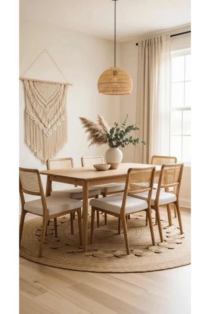 22+ Boho Dining Room Inspirations Relaxed Chic Vibes 16 Minimal Yet Warm Styling