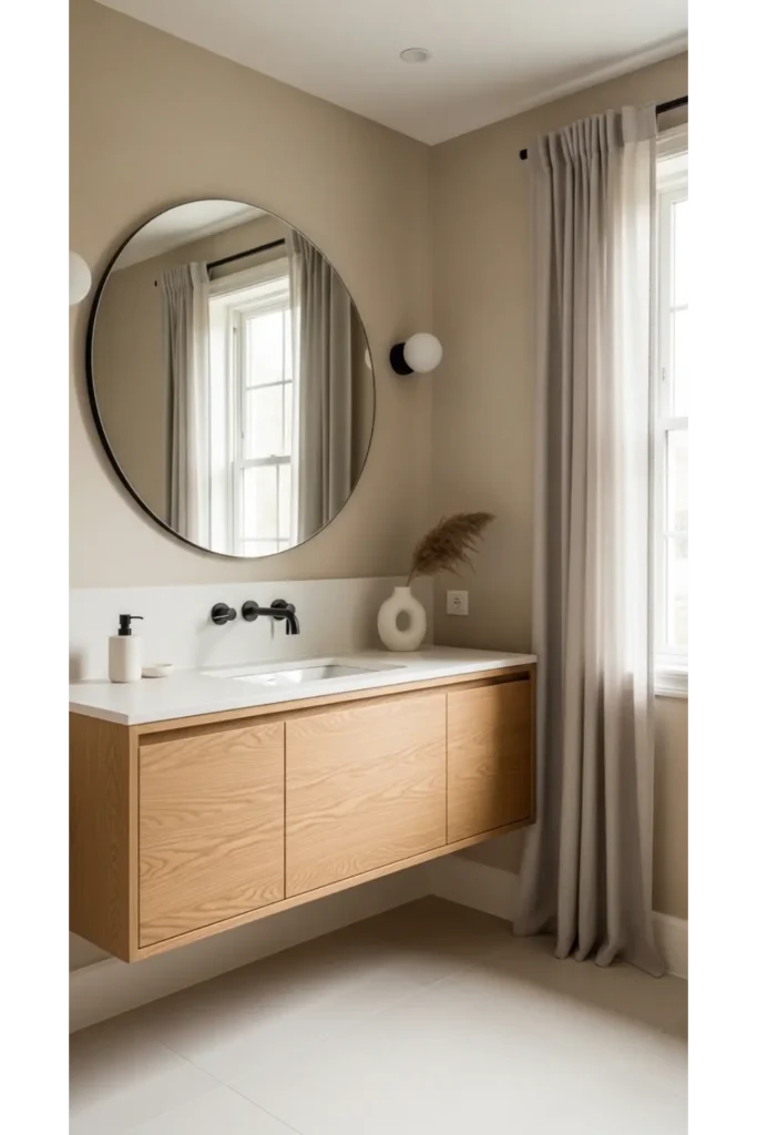 20+ Modern Bathroom Design Inspirations for Sleek Homes 2 Minimalist Warm Neutrals with Natural Depth