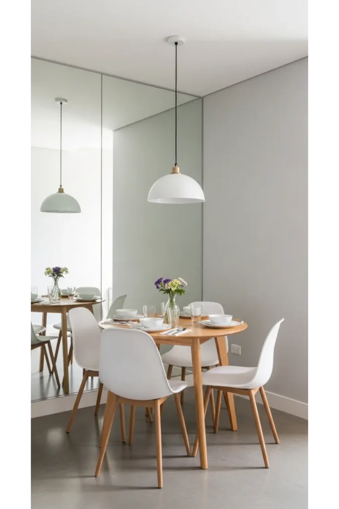 Mirror-Enhanced Dining Area