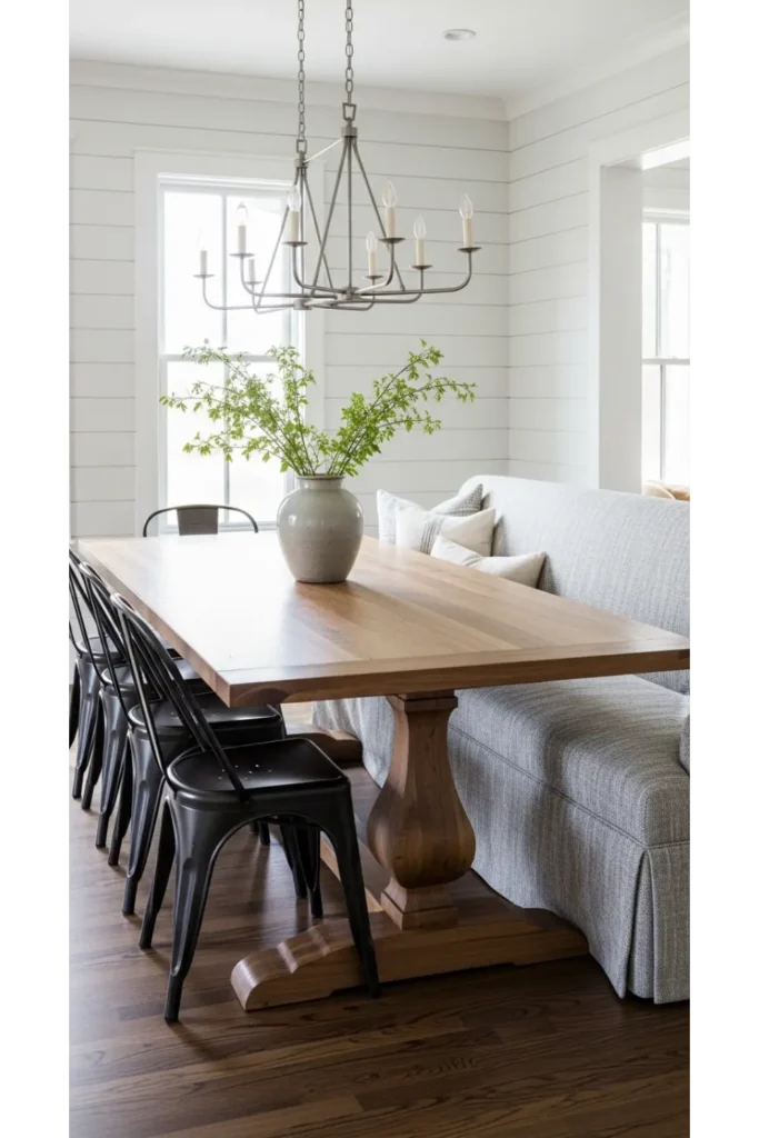 22+ Modern Farmhouse Dining Room Ideas 7 Mixed Material Dining Room Design
