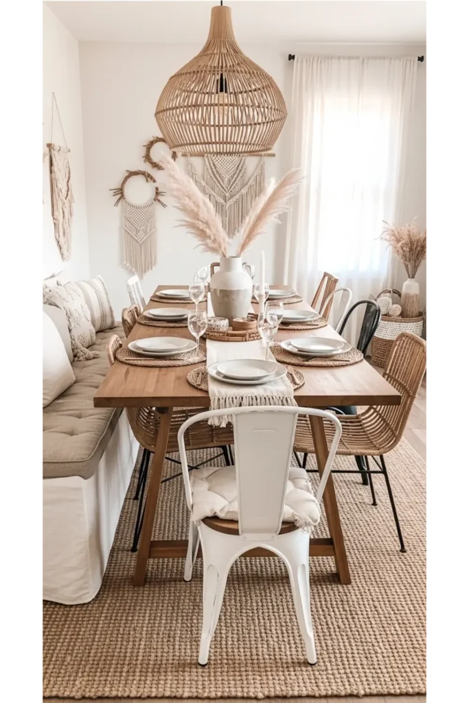 22+ Boho Dining Room Inspirations Relaxed Chic Vibes 5 Mixed Seating For Effortless Style