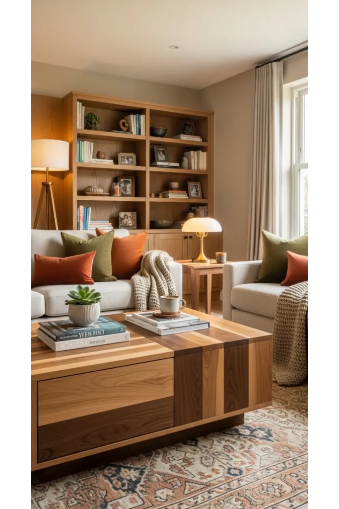 22+ Cosy Living Room Ideas Comfortable Stylish 13 Mixed Wood Tones for Depth