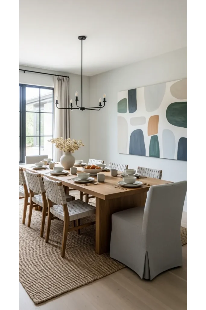22+ Modern Farmhouse Dining Room Ideas 21 Modern Farmhouse Dining Room With Art