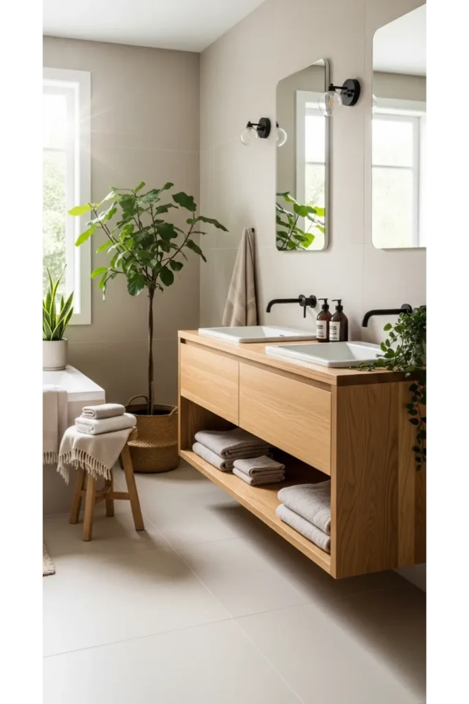 22+ Bathroom Aesthetic Ideas for Relaxing Space 2 Modern Organic Serenity