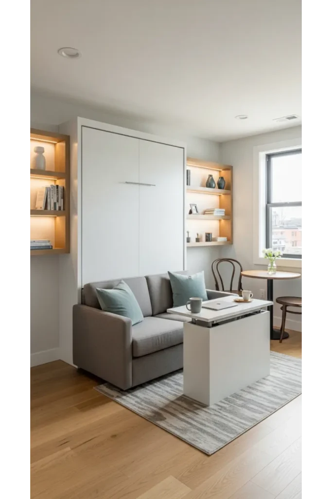 24 Tiny Loft Concepts for Small Budgets 18 Murphy Bed Living Loft