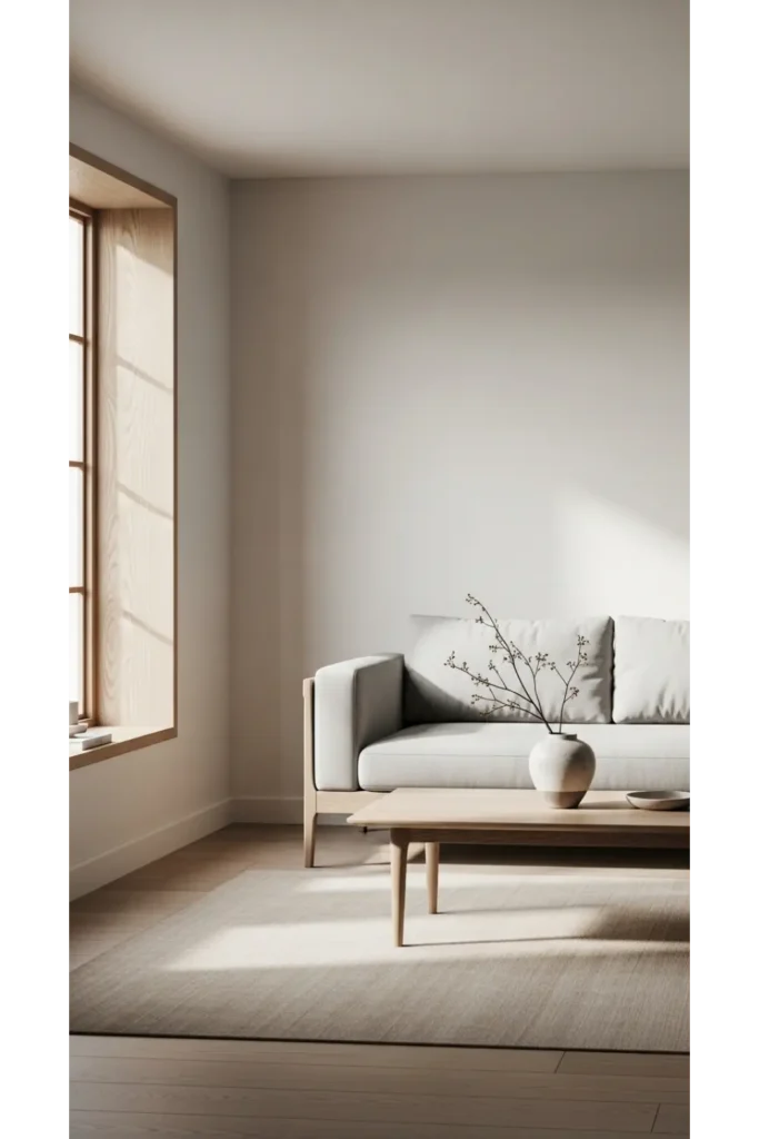 23 Minimalist Living Room Ideas for Calm Homes 6 Natural Wood Warmth with Restraint