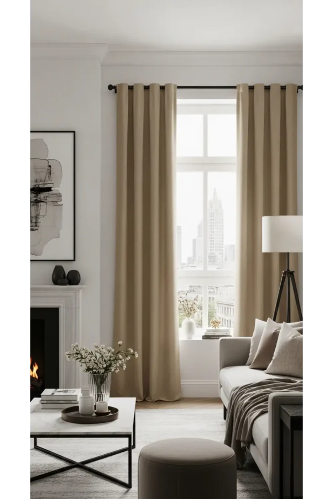 Curtains Living Room Inspirations 21+ Cozy Ideas That Add Privacy 10 Neutral Curtains with Black Hardware