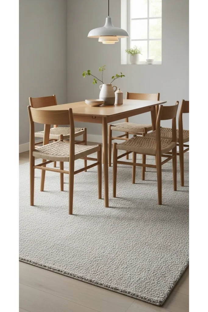 24+ Small Dining Room Ideas That Maximize Space 23 Neutral Rugs to Define Space