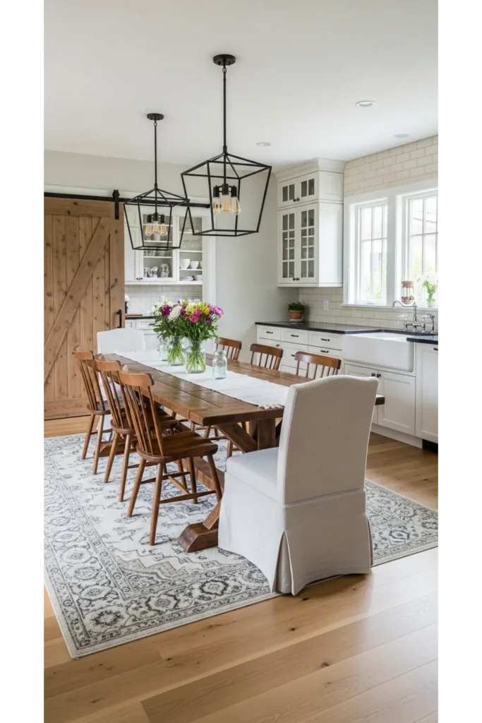 22+ Modern Farmhouse Dining Room Ideas 13 Open Concept Farmhouse Dining Area