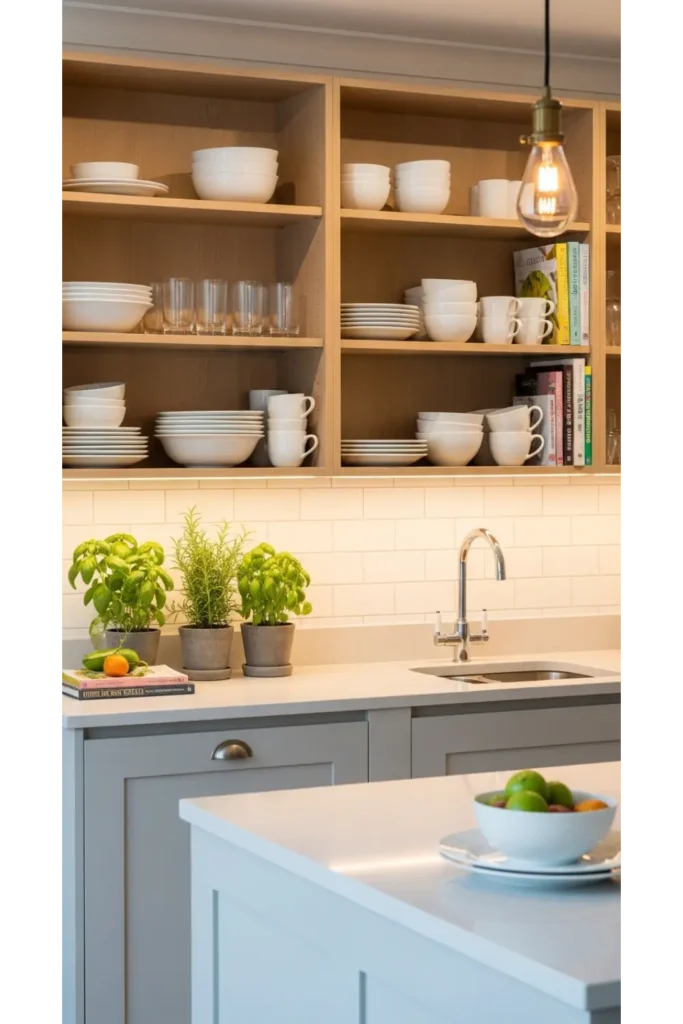 23 Modular Kitchen Design Inspirations For Efficiency 11 Open Shelving for Daily Essentials