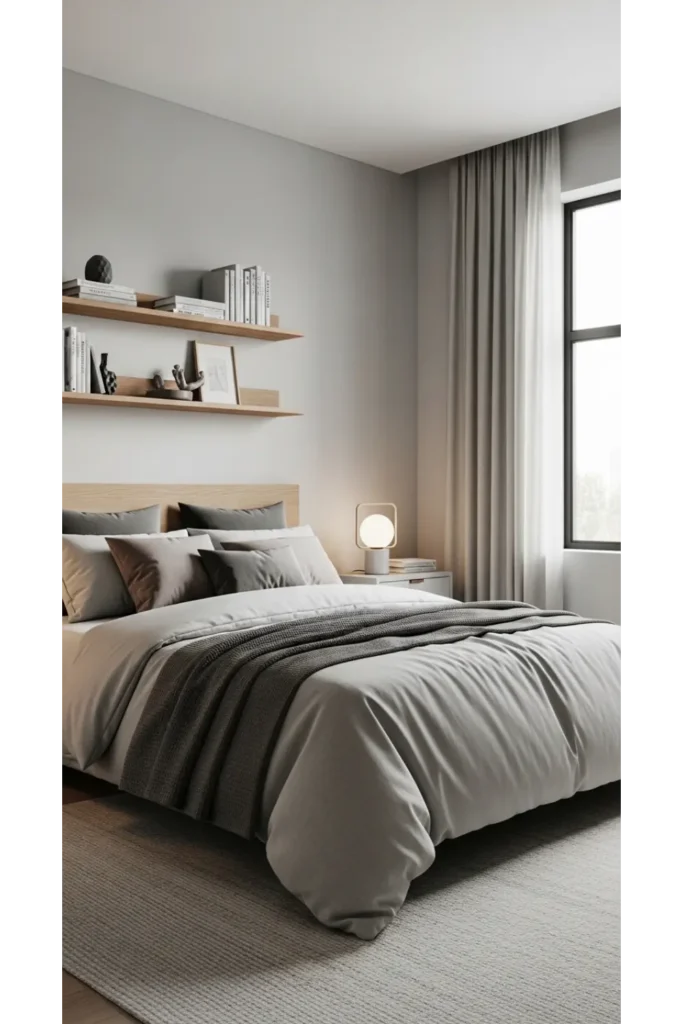 Japandi Bedroom 23 Calm Cozy Retreat Ideas 18 Open Wooden Shelving