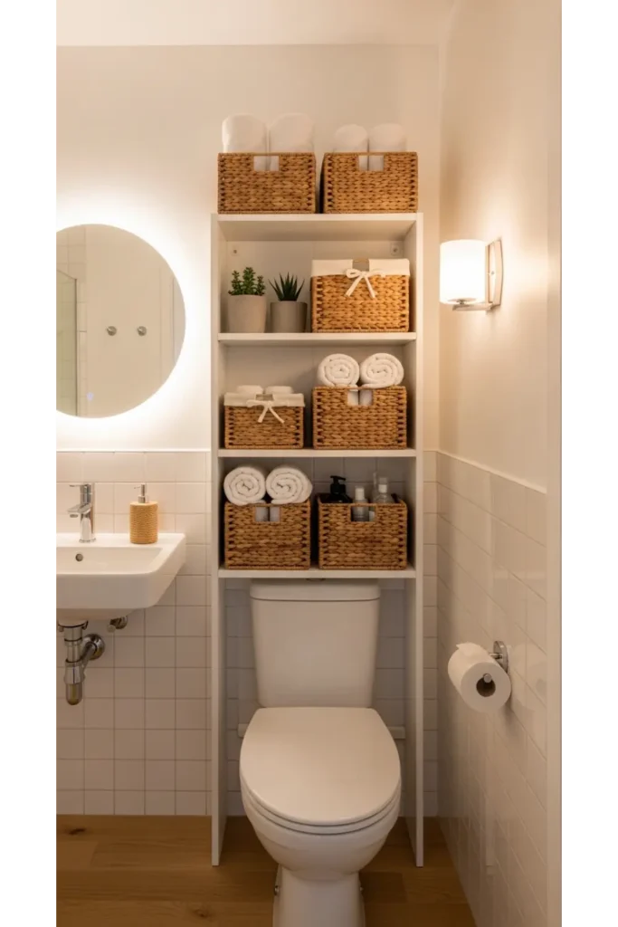 22 Tiny Bathroom Ideas Save Space With Style 13 Over the Toilet Storage Unit