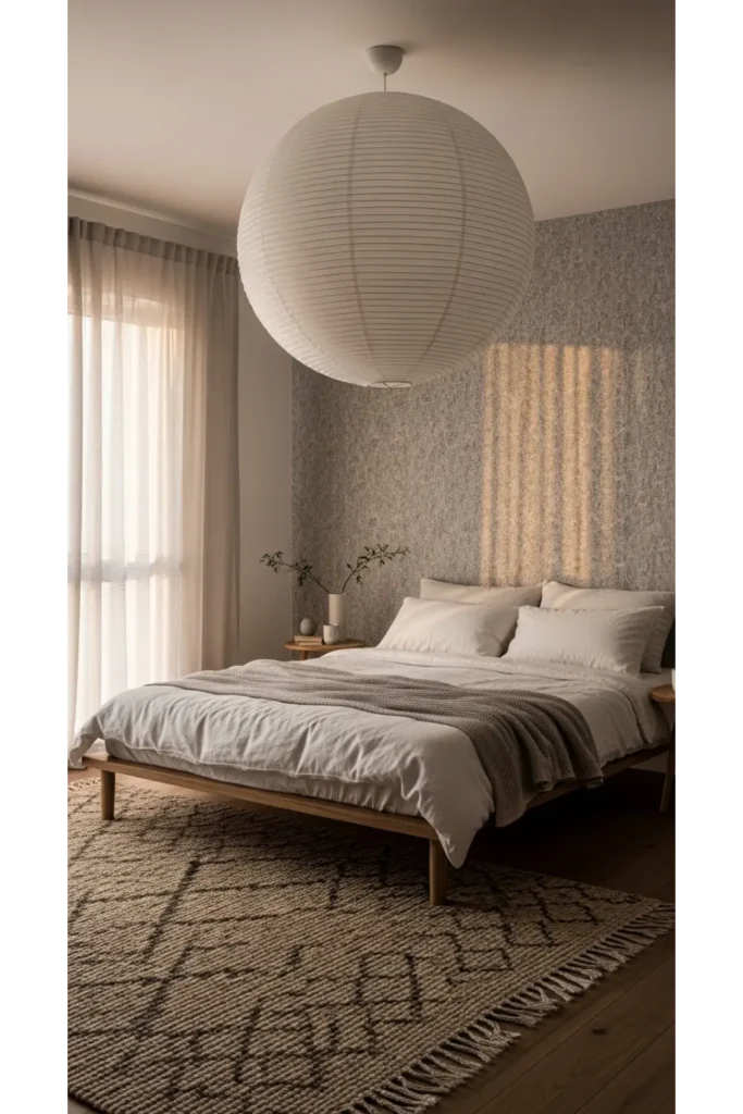 Japandi Bedroom 23 Calm Cozy Retreat Ideas 5 Paper Lantern Pendant Light