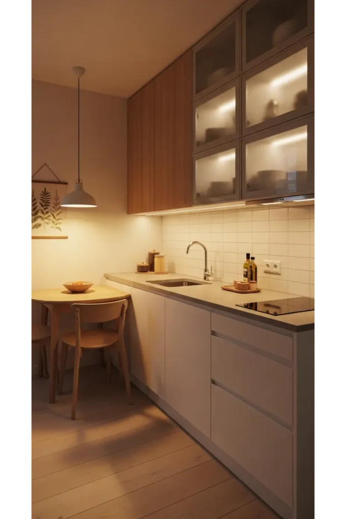 Partial Glass Cabinets for Visual Balance