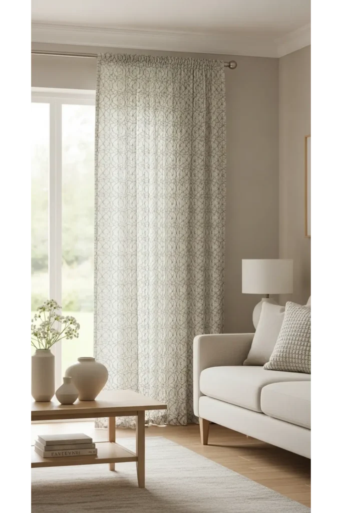 Curtains Living Room Inspirations 21+ Cozy Ideas That Add Privacy 9 Patterned Curtains with Quiet Motifs