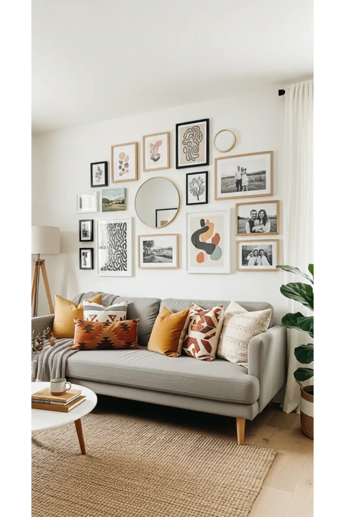 23+ Living Room Inspiration Ideas for Cozy Homes 7 Personal Art and Wall Stories