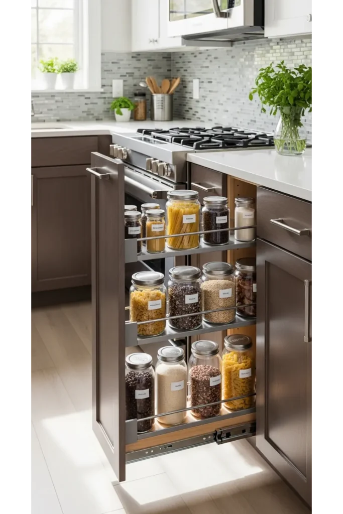 23 Modular Kitchen Design Inspirations For Efficiency 15 Pull-Out Pantry Units