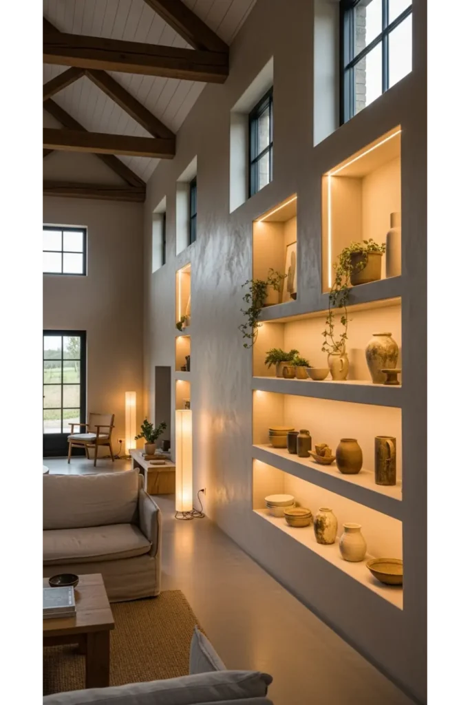 Recessed Display Niches with Soft Lighting