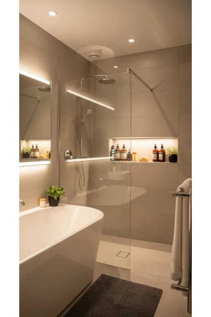 Recessed Wall Niches in Shower and Tub Area