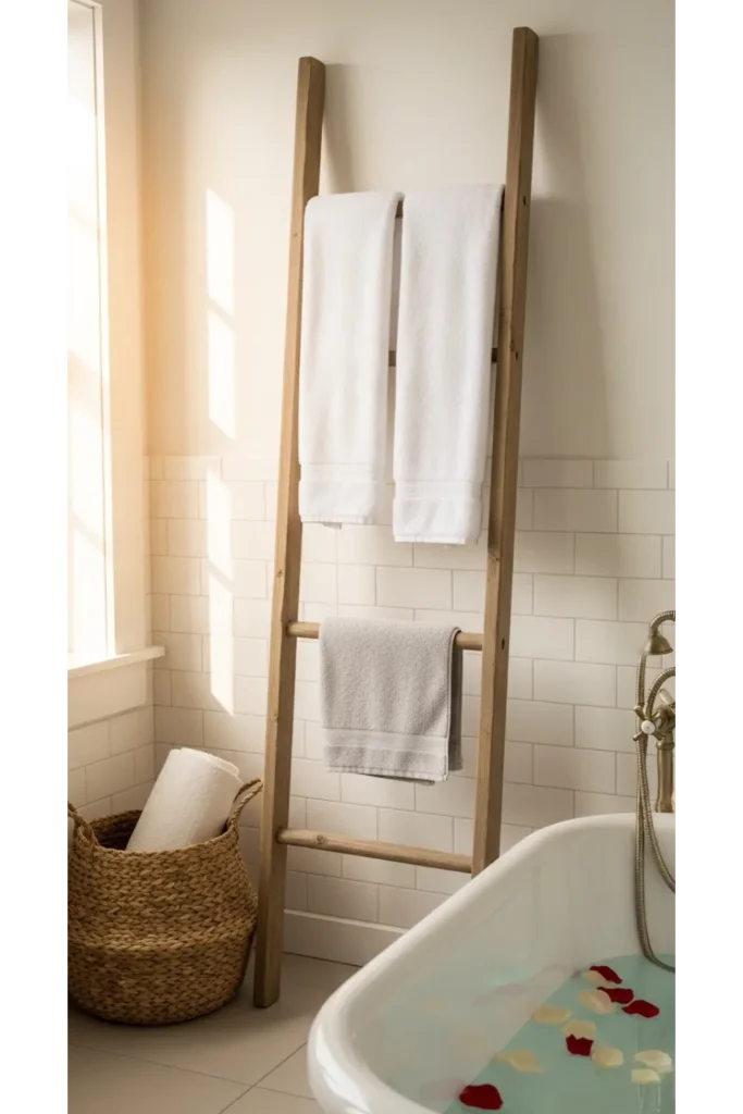 Rustic Wooden Ladder Storage