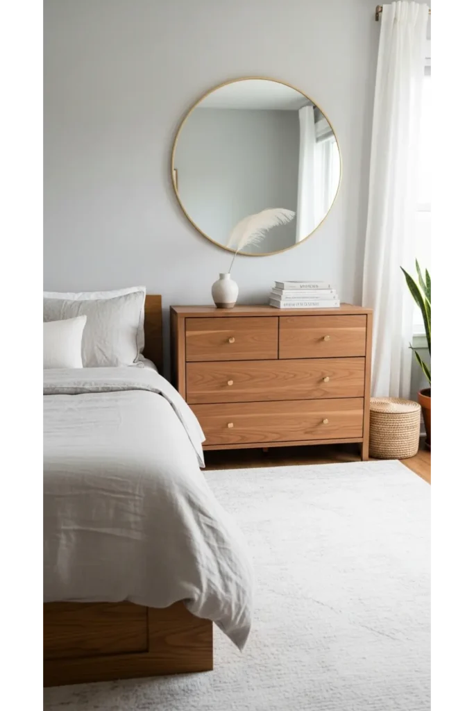 Japandi Bedroom 23 Calm Cozy Retreat Ideas 20 Simple Wooden Dresser