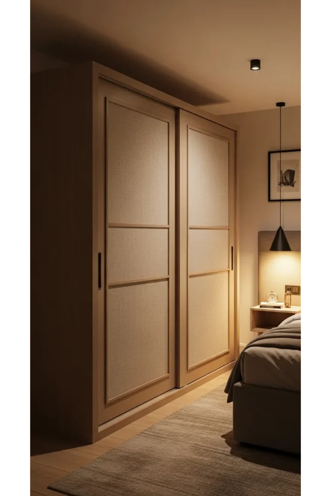 Sliding Door Wardrobe With Soft Fabric Panels